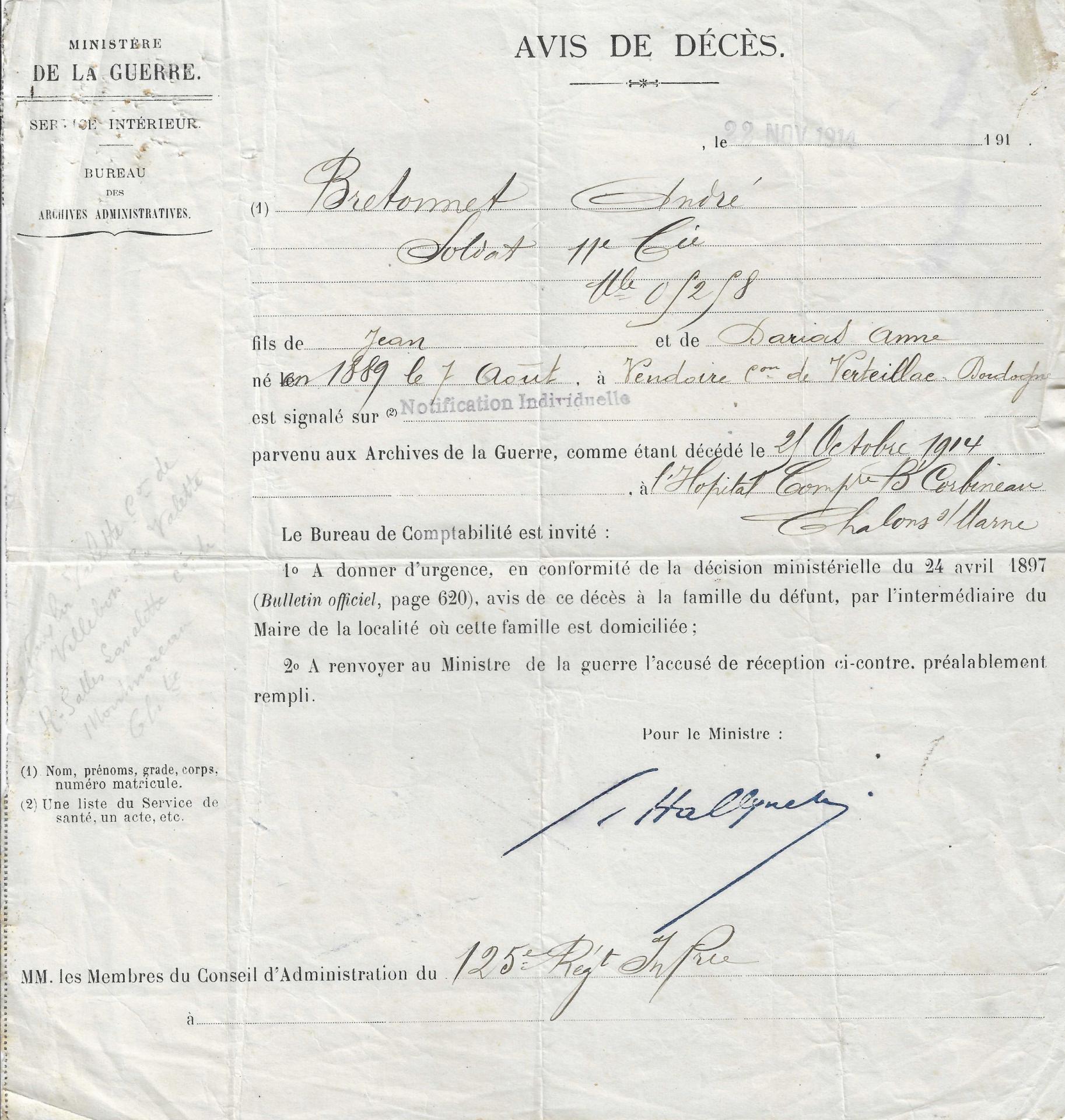 Bretonnet andre avis de deces 1